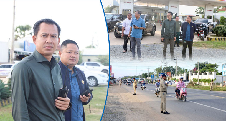 លោក​ឧត្តមសេនីយ៍ទោ ឈឿន សុ​ចិត្ត ស្នងការ​នគរបាល​ខេត្ត​កណ្តាល ដឹកនាំ​បញ្ជា​ផ្ទាល់​កងកម្លាំង​នគរបាល​ក្រោម​ឱវាទ​ការពារ​សន្តិសុខ សណ្តាប់ធ្នាប់ និង​សម្រួល​ចរាចរណ៍​តាម​ដងផ្លូវ​ជូន​ថ្នាក់ដឹកនាំ​ជាន់ខ្ពស់ អញ្ជើញ​ឆ្លងកាត់​ទៅ​ស្រុក​បាទី ខេត្តតាកែវ​