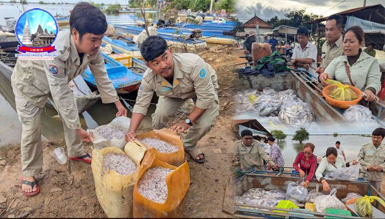 ខណ្ឌរដ្ឋបាលជលផលកំពង់ចាម ចុះទប់ស្កាត់ និងបង្ក្រាបបទល្មើសជលនៅភូមិសាស្ត្រ ចំណុចកំពង់ទូកបឹងជ្រោយ ភូមិបឹងជ្រោយ ឃុំសូទិព្វ ស្រុកជើងព្រៃ ខេត្តកំពង់ចាម